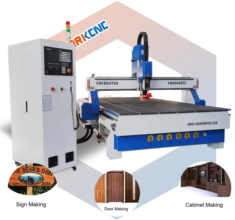 4 * 10ft Cnc freze ağaç işleme makinesi Mdf kesme ahşap için 3 eksen 1325 Atc Cnc ahşap yönlendirici