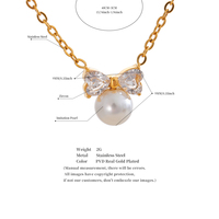 JINYOU 124 Délicat Bling AAA Zircon Simulé Perles Arc Noeud Drop Collier Collier Élégant Coréen À La Mode Populaire Bijoux Femmes