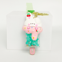 Porte-clés en acrylique Anime Lapin Mignon Glace Sucrée, Perles Colorées, Léger, Breloque Flottante Tendance pour Sac à Main, Sac à Dos, Clé de Voiture