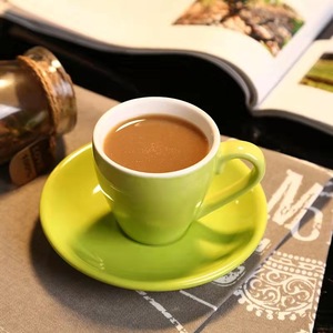 Lespresso Color Glaze <b>Espresso</b> Latte Mini Tea <b>Cup</b> And Saucer Ceramic Coffee <b>Cup</b> 80ml Round Solid Color Handle Gift Set - Product Image 1