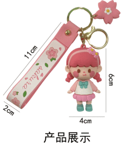 Nuevo Llavero 3D de Dibujos Animados 2025, Lindo, de PVC, Recargable, Ecológico, con Diseño de Niña con Cola de Caballo y Falda Rosa, Muñeca Sakura - Product Image 3
