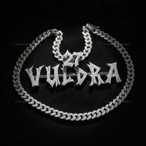 Collar Unisex VULDRA Hiphop con Colgante de Letra de Moissanita en Oro Blanco, Plata de Ley 925, Chapado en Oro, Elegante - Product Image 5