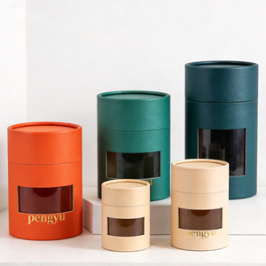 Tube en papier kraft personnalisé avec fenêtre transparente en PVC, pour emballage <span class=keywords><strong>de</strong></span> boissons, thé, café, cadeaux, <span class=keywords><strong>de</strong></span> qualité alimentaire, rond, solide, avec logo imprimé - Product Image 1