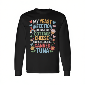 Camiseta de manga larga con estampado de hongos, humor inapropado, huele a atún enlatado - Product Image 2