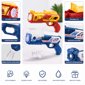 Pistolet à bulles automatique de dessin animé, lanceur de bulles électrique avec lumière LED, jouet pour enfants, jouet d'été en plein air - Product Image 3