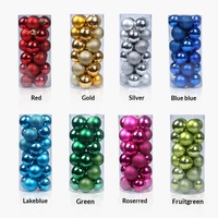 Nouvel ensemble de 30 mm de mini-boules de Noël classiques de luxe incassables électroplaquées en plastique coloré pour sapin de Noël 2026