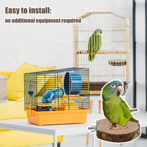 8 piezas de madera natural para pájaros, soporte de madera, tenedor, juguetes colgantes, plataforma de percha de varias ramas, hamaca, columpio, juguete para guacamayos - Product Image 6