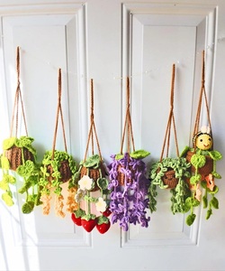 맞춤 수제 크로셰 등나무 걸이형 장식, 사실적인 실 꽃 벽 창문 장식, 침실 및 집 인테리어용 모던 장식품 - Product Image 6