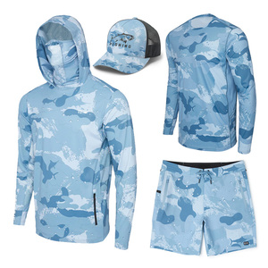 Chemise de pêche pour <span class=keywords><strong>homme</strong></span> UPF 40+ en soie glacée avec capuche et masque facial, motif camouflage océan, séchage rapide, respirante, protection solaire, vêtements de pêche pour le froid - Product Image 2