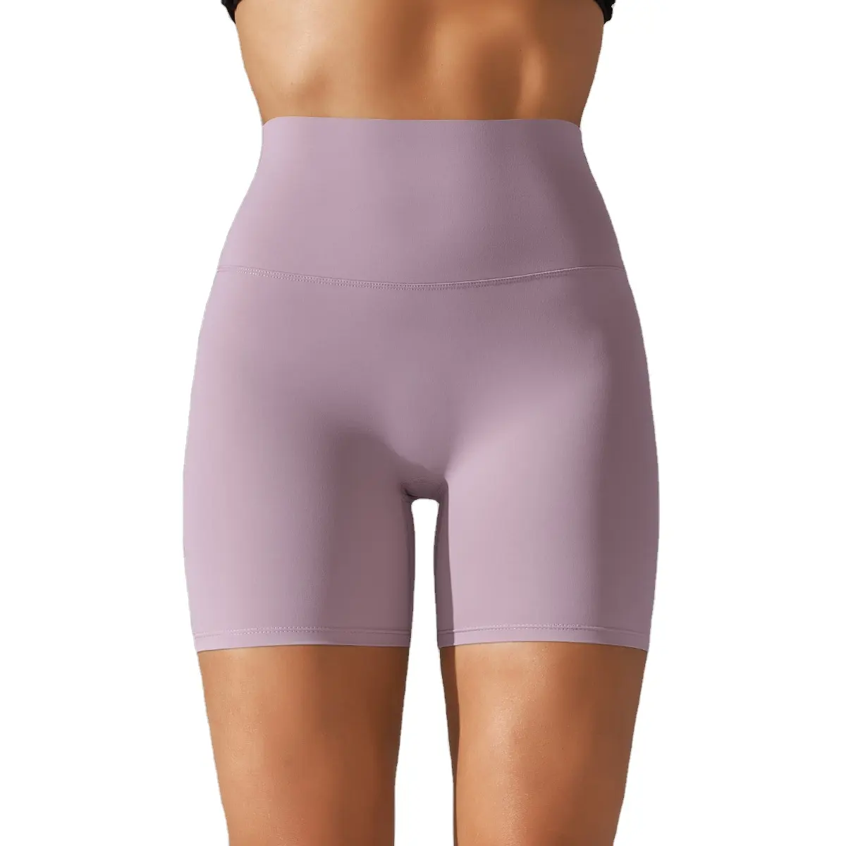 OEM Spring summer solid color yoga shorts tight high waist shorts stretch exercise fitness three point yoga pants women