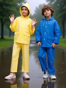 Impermeabile per bambini in 2 pezzi con pantaloni, in PVC, per campeggio all'aperto e uso casual, taglia bambino - Product Image 2