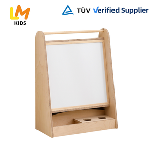 Estantería de Madera para Niños con <span class=keywords><strong>Pizarra</strong></span>, Estante de Exhibición de Libros Montessori de 3 Niveles, Caballete de Arte para Niños Pequeños, Rollo de Papel, Muebles para Sala de Juegos - Product Image 2