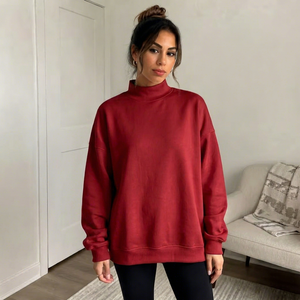 Sudadera Oversize de Cuello Alto para Mujer, Estilo Urbano, de Poliéster Reciclado con Forro Polar, Estampado Reflectante, Manga Larga y Gruesa - Product Image 1