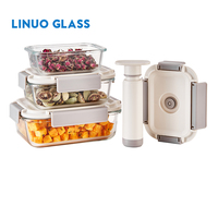 Boîte de préparation des repas LINUO avec logo personnalisé, boîte de conservation des aliments pour réfrigérateur, conteneur en verre sous vide avec pompe pour aliments sous vide