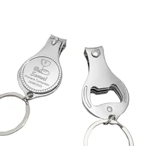 个性化银指甲钳钥匙扣开瓶器，带标签卡欧根纱包，用于派对婚礼礼品纪念品客人礼物
