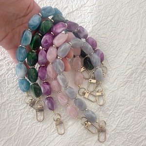 Luxury Crystal Stone Keychain Wristlet Aesthetic Marble Key Ring Bracelet Bag Charm Y2K Bangle Key Lanyard Trendy Phone Strap