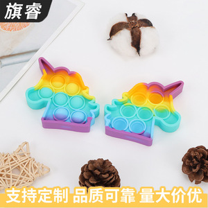 Pop It Fidget Toy Unicorn Shape Silicone Stress Relief Toy For Kids Age 2 To 4 Years Unisex Rainbow Color - Product Image 4