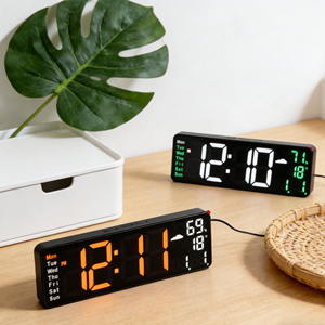 Reloj Despertador Digital LED de 12 Pulgadas, de Pared, con Calendario, Semana, Pronóstico del Tiempo, Puerto USB, para Hogar, Oficina, Escritorio/Mesa - Product Image 5