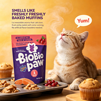Friandises saines pour chats OEM - Biscuits faibles en calories et riches en protéines avec canneberge et graines de lin, sans blé, maïs ni soja, prêts pour l'étiquetage privé