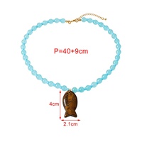 Collier de perles en pierre naturelle Asu, pendentif poisson transparent coloré, bijoux tendance Y2K pour femme, cadeau idéal pour le quotidien et les fêtes