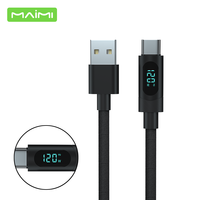 Maimi kabel pengisian daya tipe c, kawat pengisian daya super cepat 1.2m kualitas tinggi, kepang nilon 120w