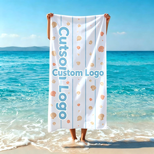 Serviette de plage surdimensionnée en velours 100 % coton, imprimée réactif, design personnalisé, en promotion - Product Image 1