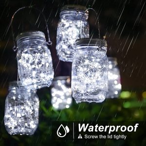 Solar Mason Jar tapa luz 20 Leds <span class=keywords><strong>Fairy</strong></span> String luces jardín colgante linterna al aire libre Patio boda fiesta decoración impermeable - Product Image 2