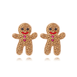Una variedad de joyería de Navidad al por mayor exquisitos pendientes de diamantes de imitación de lujo lindo diseño Navidad pan de jengibre hombre pendientes - Product Image 2