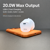 Chargeur rapide USB-C GaN II 20W, prise UK, adaptateur secteur PD compact, chargeur de téléphone portable à basse température pour iPhone, Android, tablette