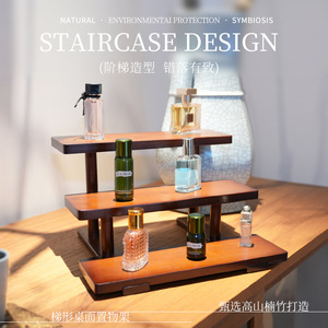 Solid wood storage rack, succulent plant stand, <b>desktop</b> storage <b>shelf</b>, tiered display rack, tea set and cup holder, step - Product Image 1