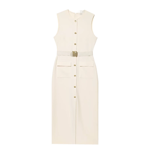 <span class=keywords><strong>Abbigliamento</strong></span> Estivo Popolare da Donna, Elegante e Semplice, con Cintura, Senza Maniche, Aderente, Gonna Lunga - Product Image 2