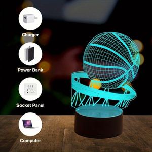 2026 Trending USB Table Lights 1pc 3D Basketball <b>Nightlight</b> Eco-friendly ABS Material Christmas Decoration Novelty Gift for - Product Image 1
