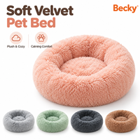 Lit pour animaux de compagnie en peluche douce de couleur personnalisée, canapé rond en peluche chaud, tapis pour chat et chien, lit pour animaux de compagnie pour l'hiver