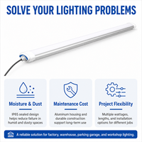 Luminaire LED Tri-Proof IP65 20W-60W en aluminium étanche, type batten linéaire, avec CRI80, garantie 5 ans et dimmable