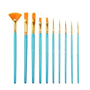 Ensemble de 10 pinceaux à poils en nylon avec manche en plastique multicolores pour la peinture acrylique, aquarelle, huile, artiste - Product Image 1