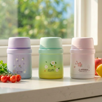 PINKAH - Termo de Acero Inoxidable de Doble Pared de 450 ml (15 oz), Recipiente para Alimentos, Lonchera con Cuchara Plegable