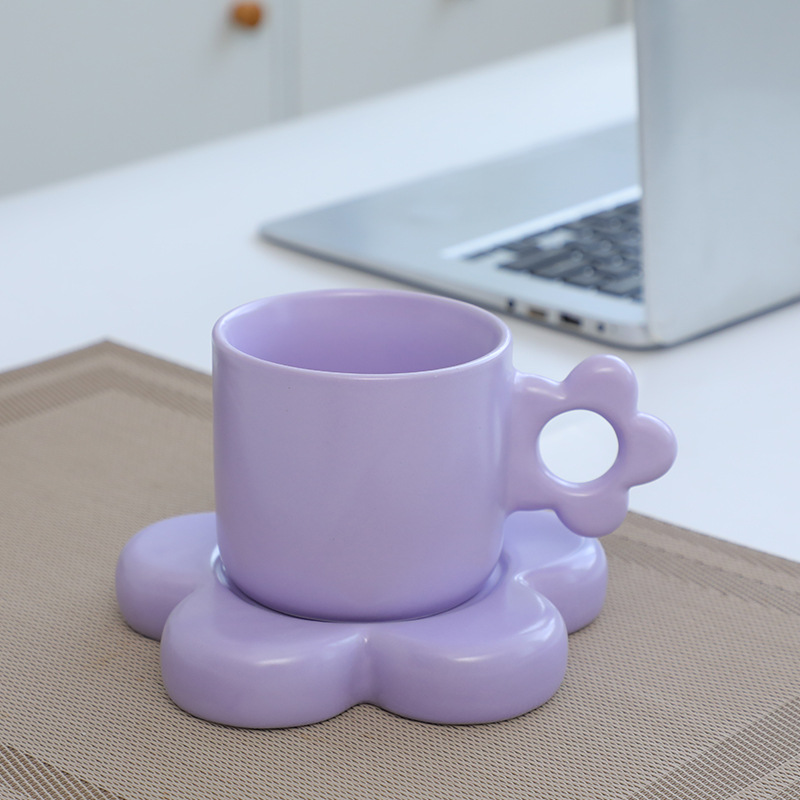 Flower cup and saucer-purple 320ml