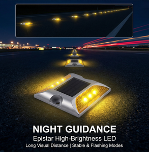 Balises routières LED solaires à effet œil-de-chat IP68, lampes d'avertissement clignotantes, feux de marquage pour autoroutes et pistes - Product Image 6