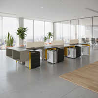 Poste de travail de bureau ouvert moderne de grande taille, cadre en bois, zones multifonctionnelles, alimentation intégrée, bureau professionnel pour équipe