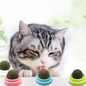 고양이 360 회전식 개박하 공 벽 빨판 핥기 치료 장난감 개박하 설탕 공 대화 형 공 고양이 민트 장난감
