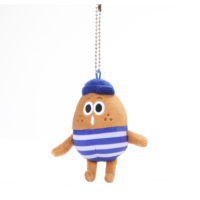 Porte-clés en peluche adorable en forme de pomme de terre, tenue rayée bleue et blanche, poupée en peluche douce, pendentif de sac, cadeau