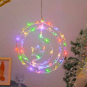 Navidad ambiente festivo Ciervo Campanas Pino Árboles <span class=keywords><strong>Luna</strong></span> Navidad LED Superficie Succión Ventana Decoraciones Luces - Product Image 4