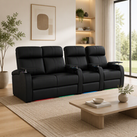 Canapé inclinable électrique intelligent moderne en cuir véritable 4 places avec structure en bois et métal, mousse à mémoire de forme extensible pour home cinéma