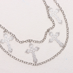 yueli <b>Cross</b> Pendant Waist Chain Double Layer Metal Hip Hop Style For Men Women Casual Fashion Body Chain Tibetan <b>Silver</b> - Product Image 4
