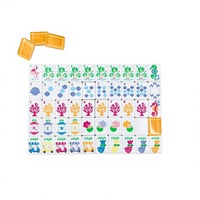 Jeu de Mahjong Américain Thème Plage Tropicale, 160 Pièces, Tuiles en Acrylique Jaune à Quatre Couches avec Motifs Hippocampe, Corail et Palmier