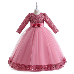 <span class=keywords><strong>Robe</strong></span> transfrontalière pour filles Banquet pour enfants Soirée en maille à paillettes Spectacle de Noël à manches longues - Product Image 4