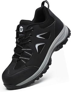 Chaussures de sécurité à embout d'acier S1P ESD, baskets de travail confortables, légères, noires, taille EU 42, pour travaux de construction - Product Image 1