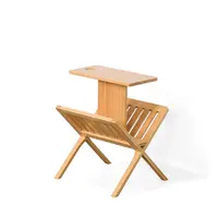 Table d'appoint moderne en bois avec porte-revues, Mini bibliothèque