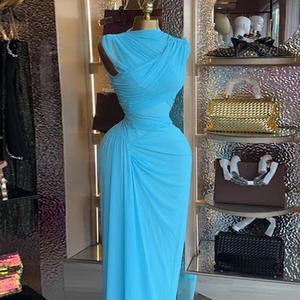 Новое осеннее длинное платье 2025 года из шифона, антистатическое, с драпировкой, приталенное, однотонное, для женщин - Product Image 4