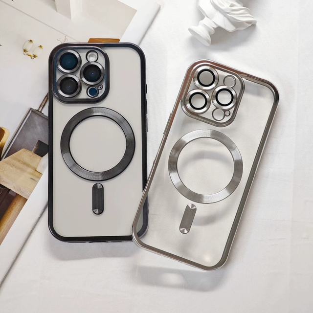 Luxury Electroplate Plated Mag Shockproof Safe  Wireless Charging Magnetic Phone Case for iPhone 16 15 14 Pro Max